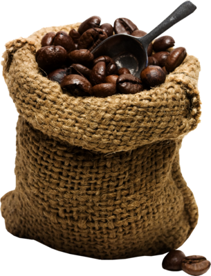 PSD Photoshop costal tradicional clásico de granos de café orgánico